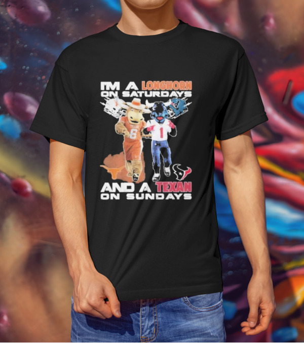 Longhorn On Saturdays Texan On Sundays Football Fan T-Shirt