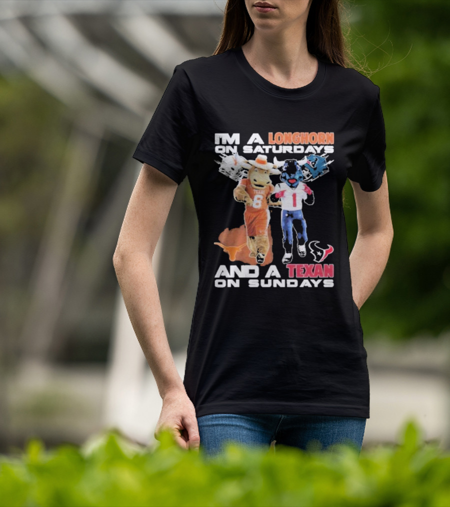 Longhorn On Saturdays Texan On Sundays Football Fan T-Shirt