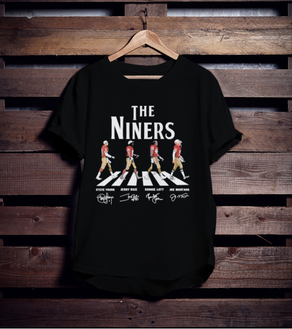 The Niners Steve Young Jerry Rice Ronnie Lott Joe Montana Abbey Road Walk T-Shirt