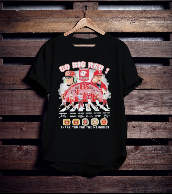 Go Big Red Nebraska Cornhuskers 135 Years 1890-2025 Thank You For The Memories T-Shirt
