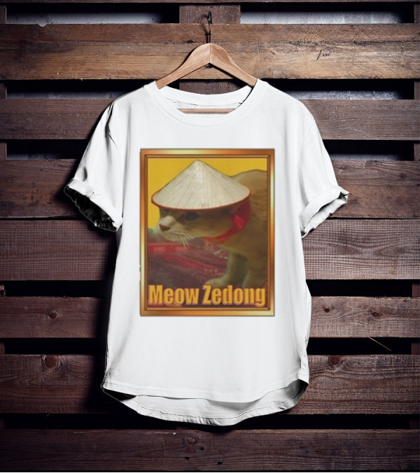 Funny Ahh Tees Meow Zedong Cat With Hat T-Shirt