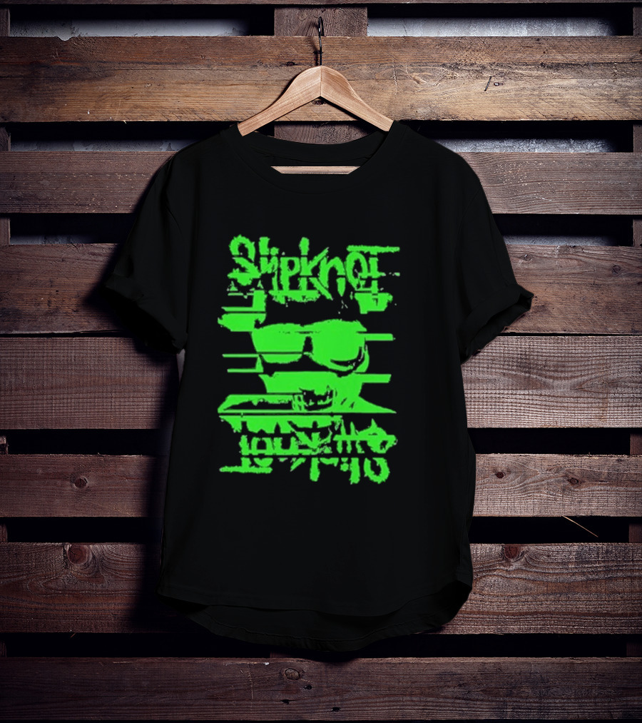 Slipknot The Thick Glitch Skull Neon Green T-Shirt