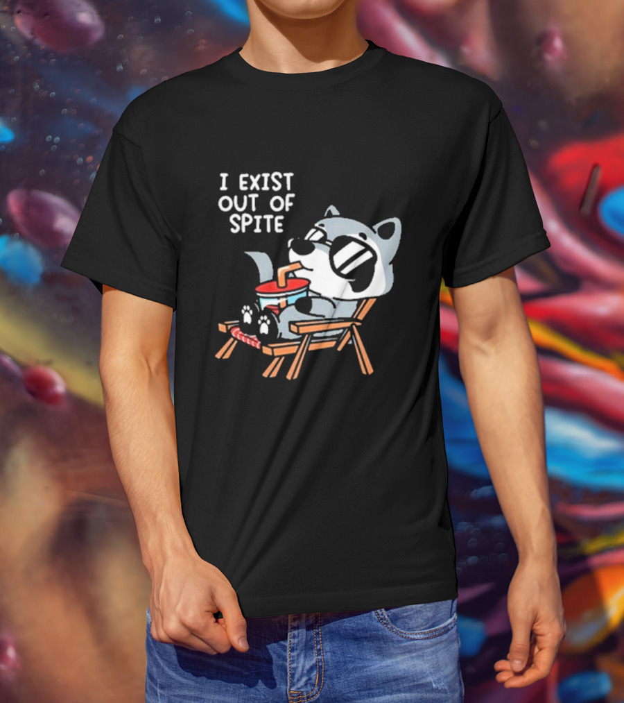 I Exist Out Of Spite Relaxing Raccoon With Sunglasses T-Shirt