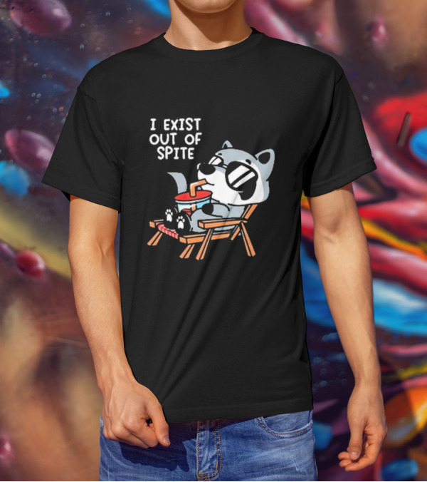I Exist Out Of Spite Relaxing Raccoon With Sunglasses T-Shirt