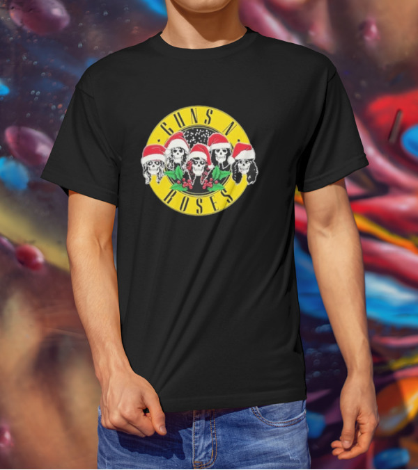 Guns N’ Roses Christmas Skulls Santa Hats T-Shirt