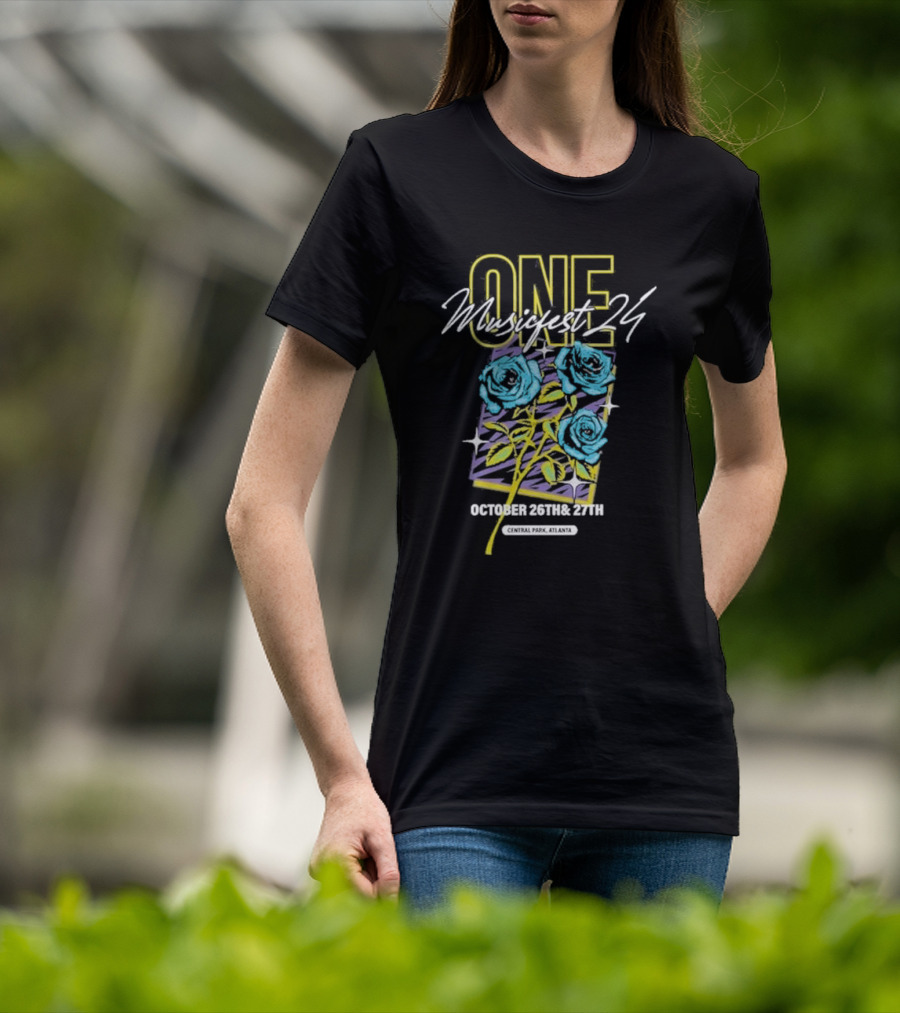 One Music Fest 24 October 26th And 27th Central Park Atlanta Blue Roses T-Shirt