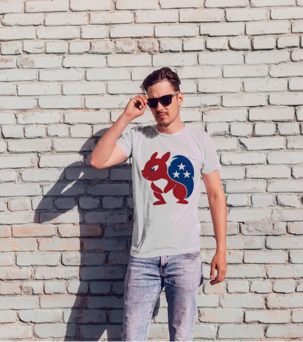 Squirrel Mascot With Stars And GOP Red White Blue T-Shirt