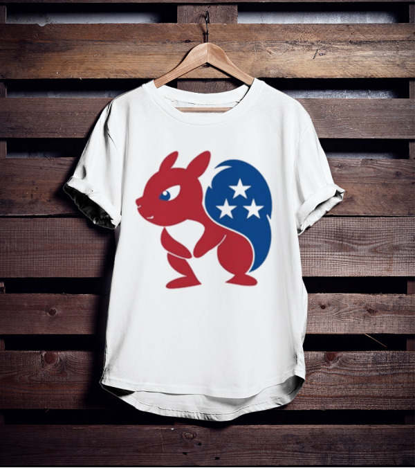 Squirrel Mascot With Stars And GOP Red White Blue T-Shirt
