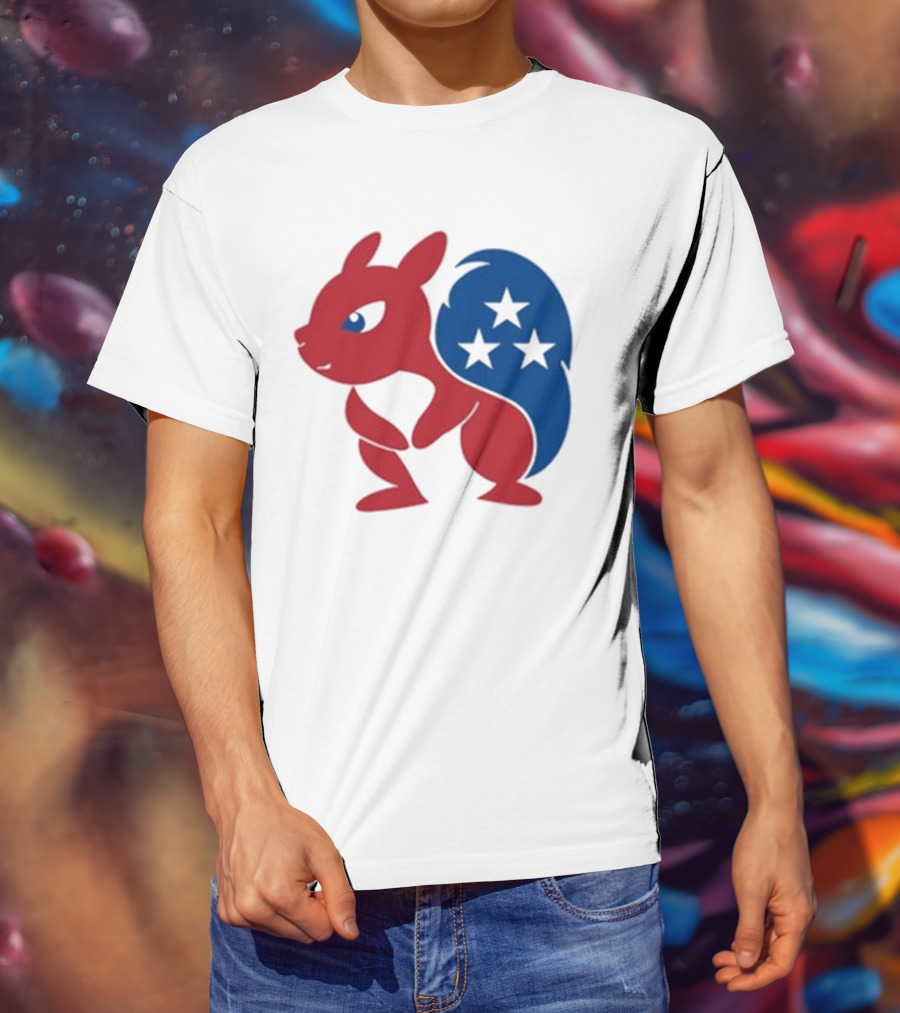 Squirrel Mascot With Stars And GOP Red White Blue T-Shirt