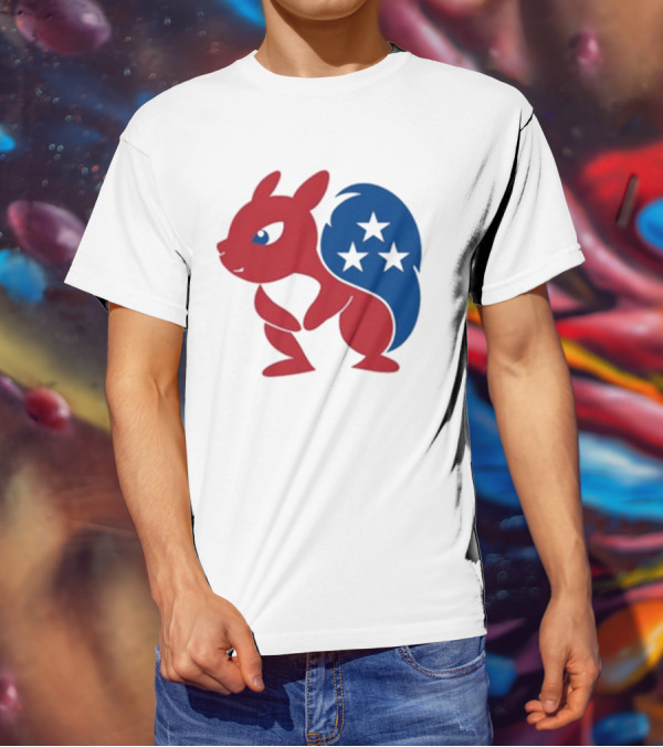 Squirrel Mascot With Stars And GOP Red White Blue T-Shirt