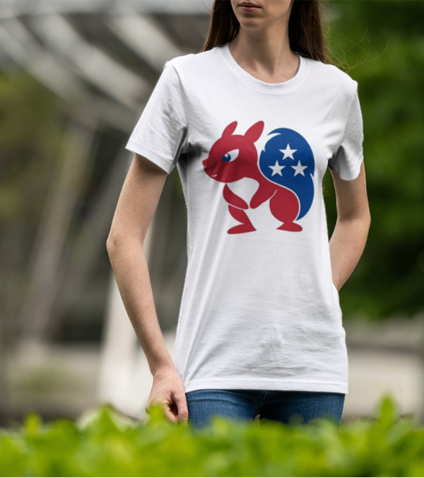 Squirrel Mascot With Stars And GOP Red White Blue T-Shirt