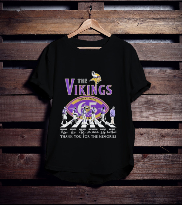 Minnesota Vikings Thank You For The Memories 1960-2025 Paul Krause Chris Carter Randy Moss Fran Tarkenton Alan Page Bud Grant T-Shirt