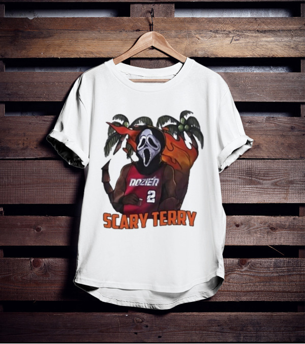 Scary Terry Rozier 2 Ghostface Basketball Tropical Flame Costume T-Shirt