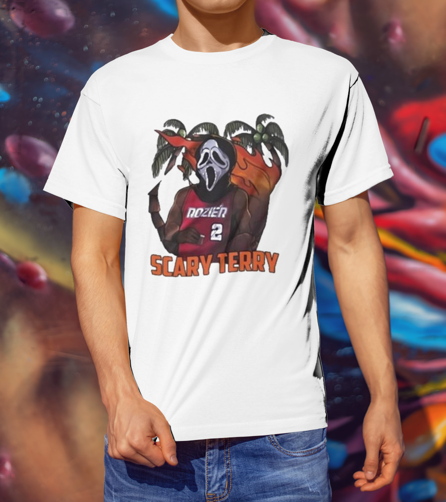 Scary Terry Rozier 2 Ghostface Basketball Tropical Flame Costume T-Shirt