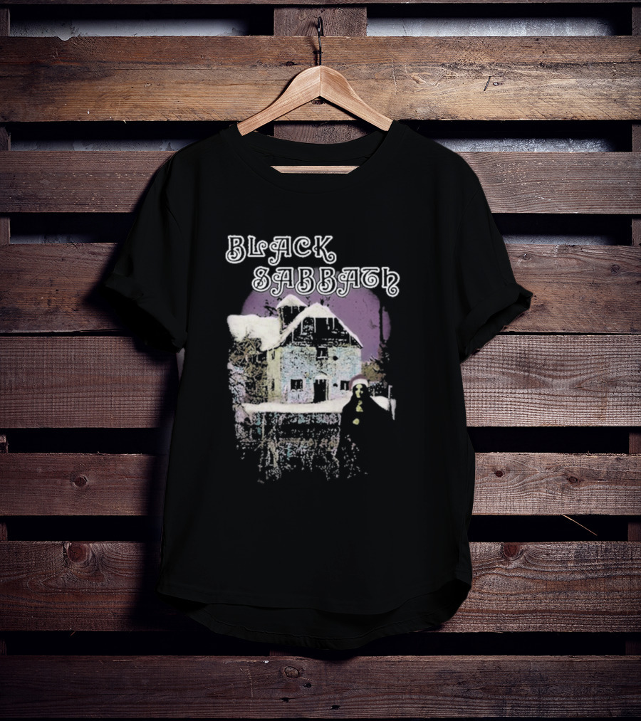 Black Sabbath Holiday Album Snowy House Scene T-Shirt