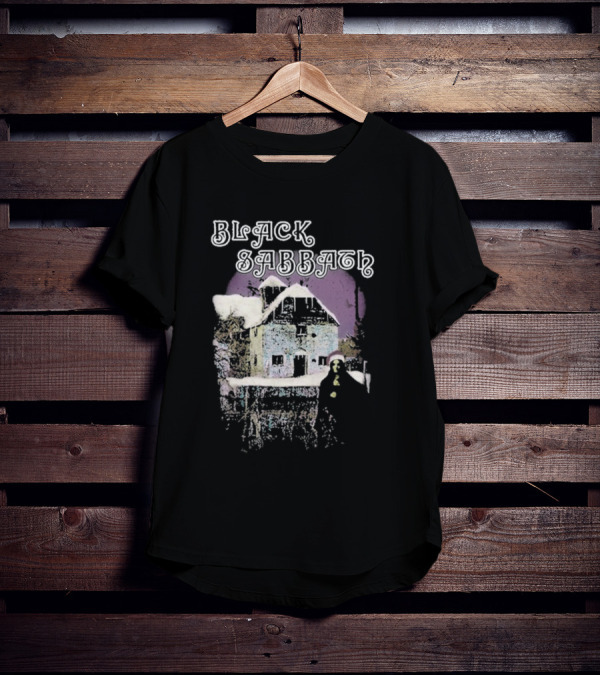 Black Sabbath Holiday Album Snowy House Scene T-Shirt