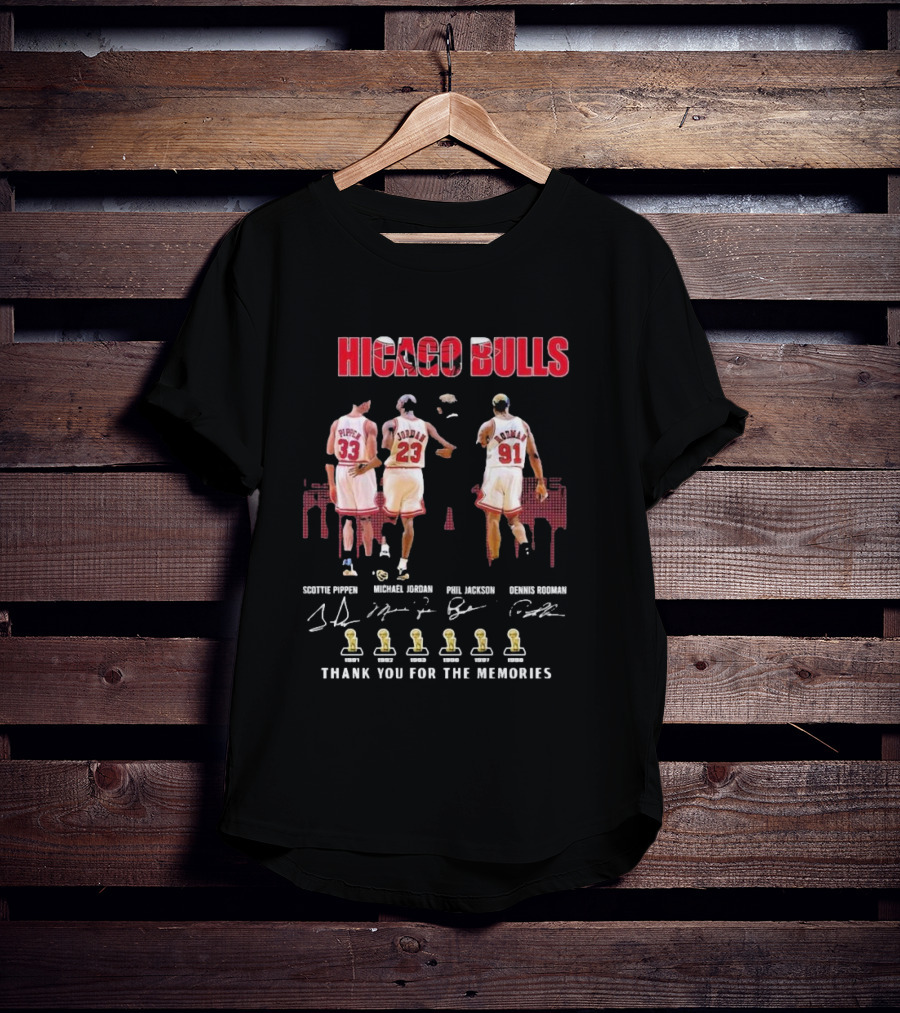 Chicago Bulls Scottie Pippen Michael Jordan Phil Jackson Dennis Rodman Thank You For The Memories T-Shirt