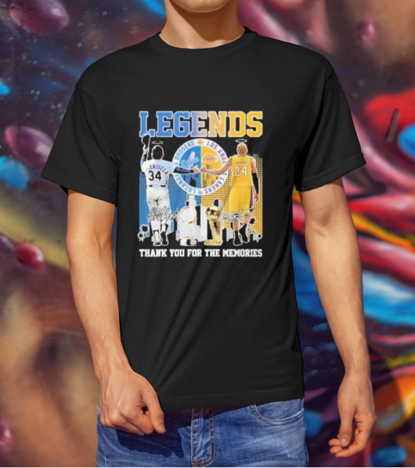 LEGENDS Dodgers Los Angeles Lakers Valenzuela Bryant Thank You For The Memories T-Shirt