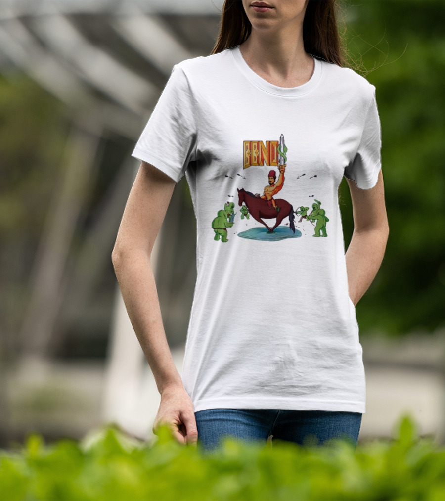 BBNo$ Sword Riding Horse Surrounded By Green Creatures T-Shirt