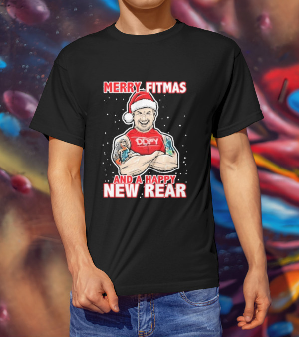 Merry Fitmas And A Happy New Rear DDPY Santa Hat Tattoos T-Shirt