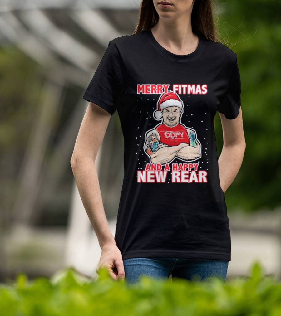 Merry Fitmas And A Happy New Rear DDPY Santa Hat Tattoos T-Shirt