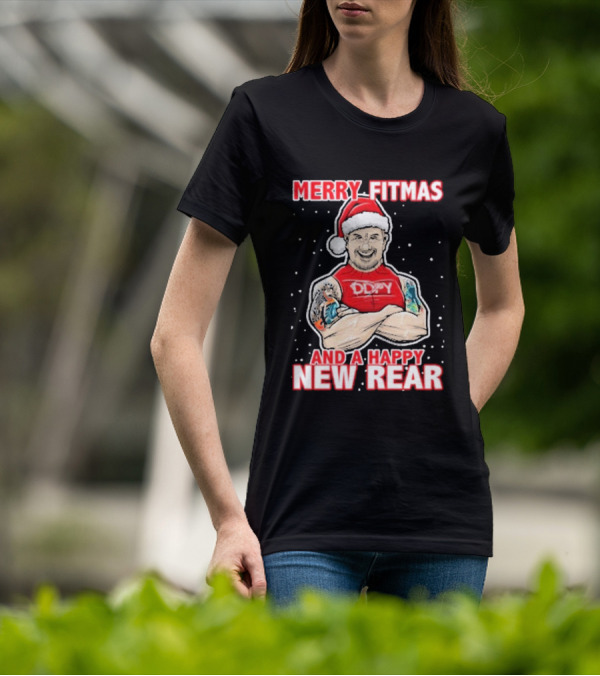 Merry Fitmas And A Happy New Rear DDPY Santa Hat Tattoos T-Shirt