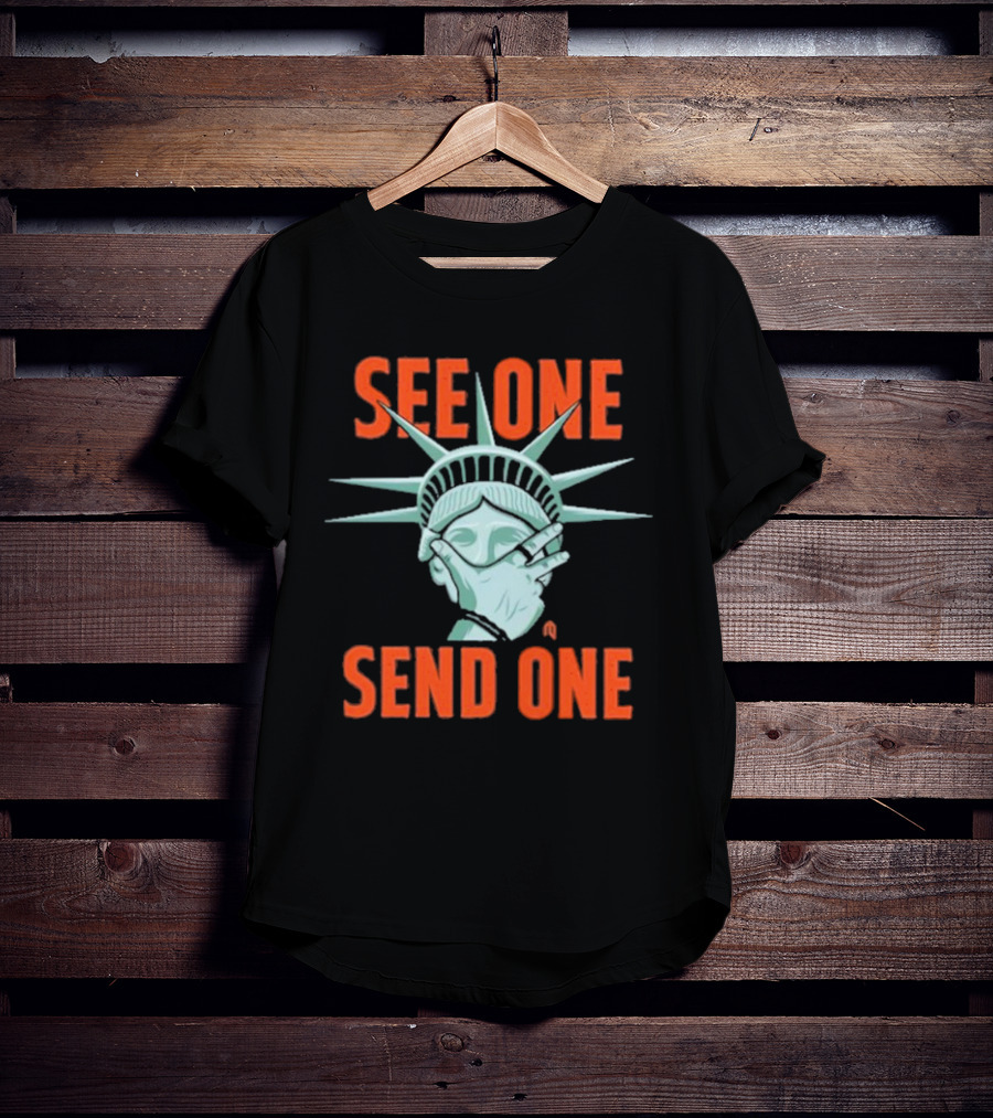 See One Send One Statue Of Liberty Covering Eyes T-Shirt