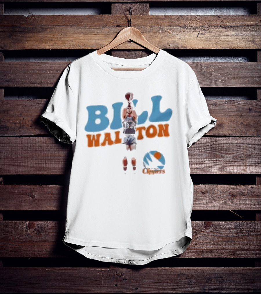 Bill Walton San Diego Clippers Basketball 70s Retro Style Logo And Player Action T-Shirt
