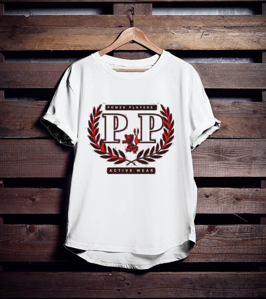 Power Players Active Wear PP Laurels Lion Emblem T-Shirt