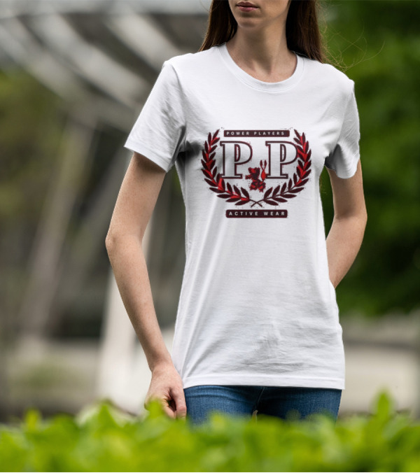 Power Players Active Wear PP Laurels Lion Emblem T-Shirt