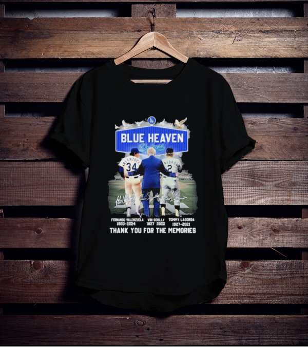 Blue Heaven Dodgers Thank You For The Memories Fernando Valenzuela Vin Scully Tommy Lasorda T-Shirt