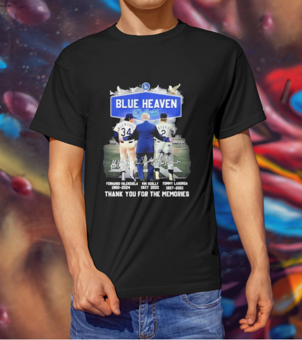 Blue Heaven Dodgers Thank You For The Memories Fernando Valenzuela Vin Scully Tommy Lasorda T-Shirt