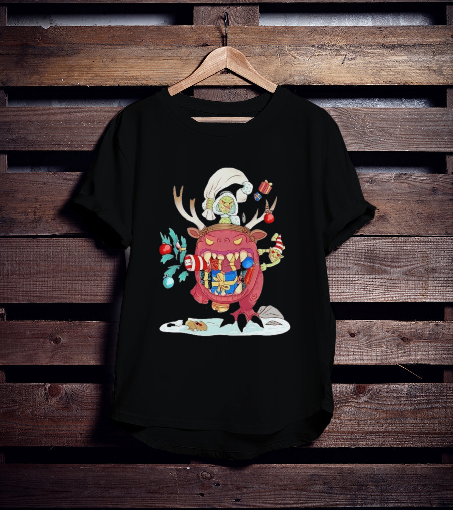 Grotmas Gitz Merry Gitmas Festive Creature With Antlers And Gifts T-Shirt