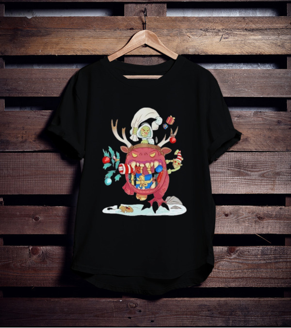 Grotmas Gitz Merry Gitmas Festive Creature With Antlers And Gifts T-Shirt