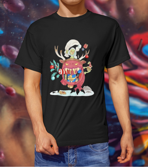 Grotmas Gitz Merry Gitmas Festive Creature With Antlers And Gifts T-Shirt