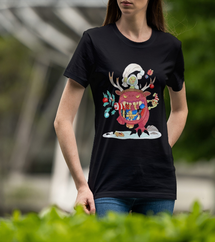 Grotmas Gitz Merry Gitmas Festive Creature With Antlers And Gifts T-Shirt