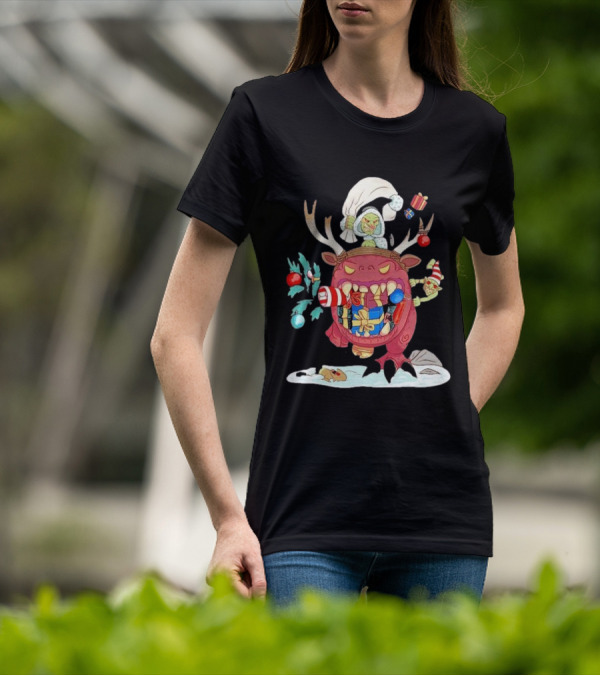 Grotmas Gitz Merry Gitmas Festive Creature With Antlers And Gifts T-Shirt