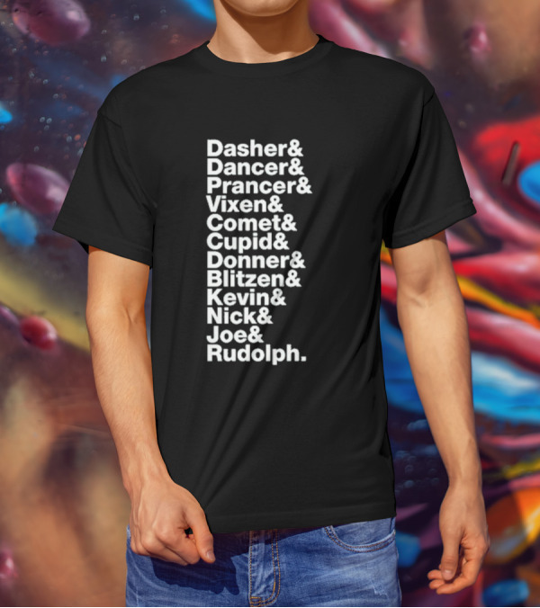 Reindeer X Jonas Brothers Kevin Nick Joe Green Playlist T-Shirt