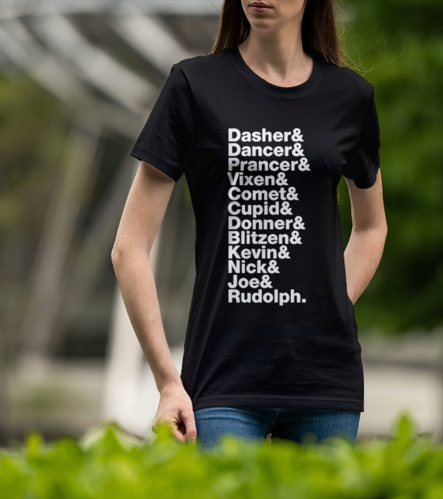 Reindeer X Jonas Brothers Kevin Nick Joe Green Playlist T-Shirt
