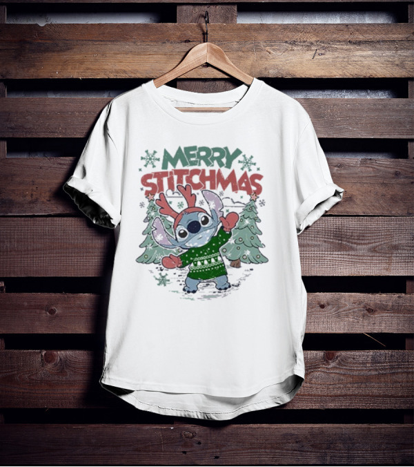 Merry Stitchmas Lilo And Stitch Christmas Holiday T-Shirt