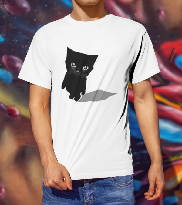Sluj Art Bro Cute Black Cat Pixelated T-Shirt