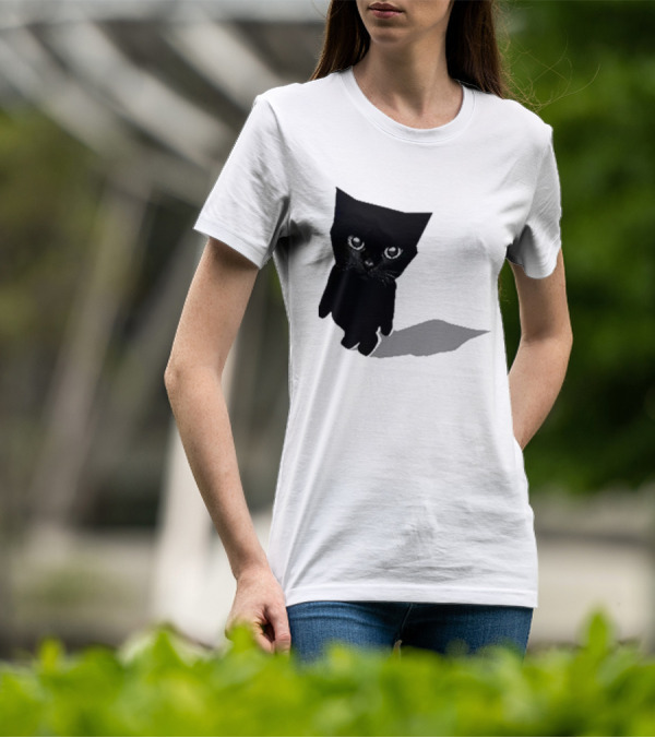 Sluj Art Bro Cute Black Cat Pixelated T-Shirt