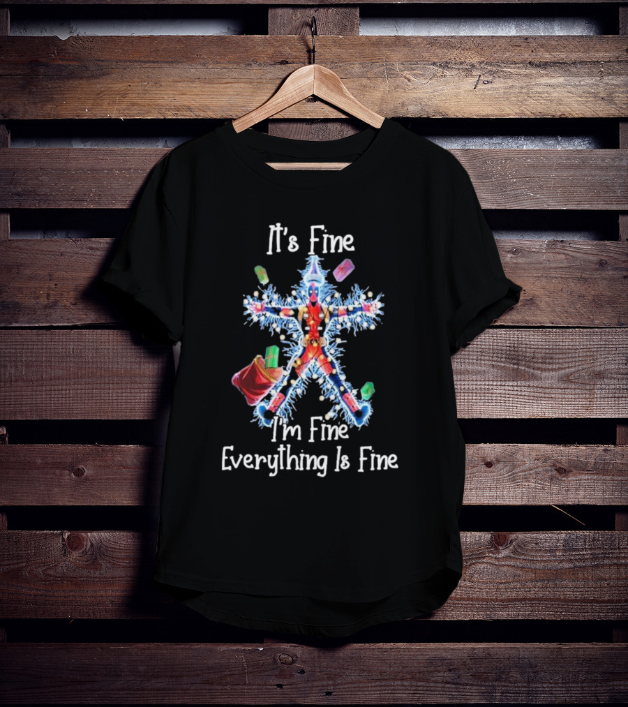 Deadpool Christmas It's Fine I'm Fine Everything Is Fine Light String Snowflake T-Shirt