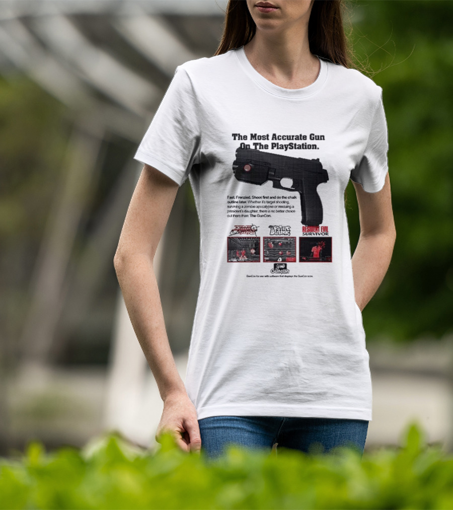 The Most Accurate Gun On The PlayStation Resident Evil Survivor Point Blank GunCon T-Shirt