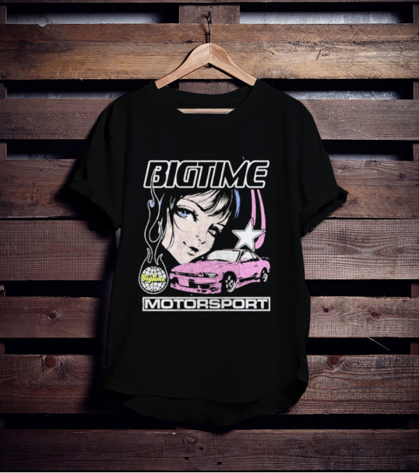 BIGTIME Motorsport Anime Car Girl Star T-Shirt