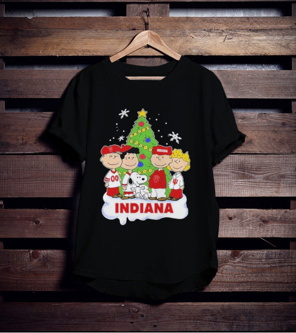 Indiana Hoosiers Snoopy Peanuts Christmas Tree Charlie Brown Lucy Linus T-Shirt