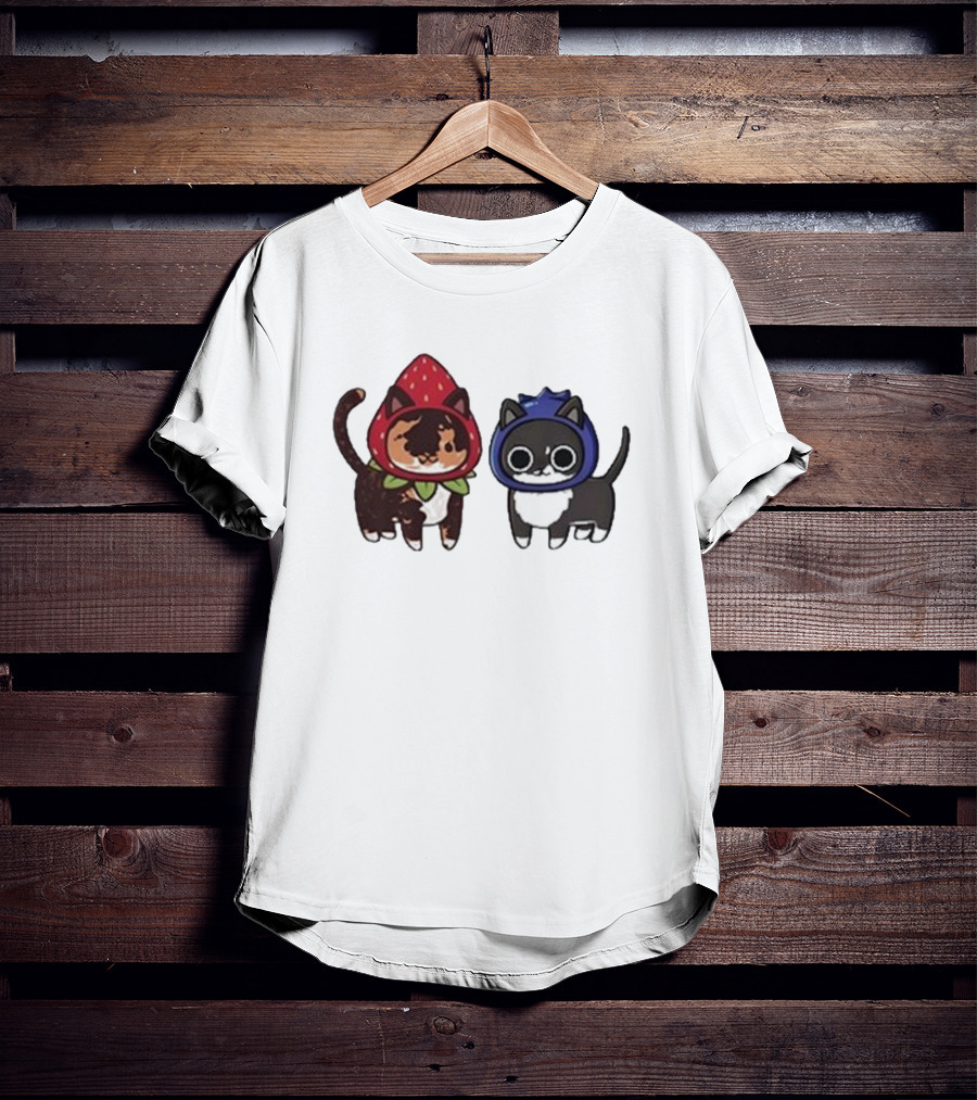 Biscuit And Muffin Fruit Cats In Strawberry And Blueberry Outfits T-Shirt