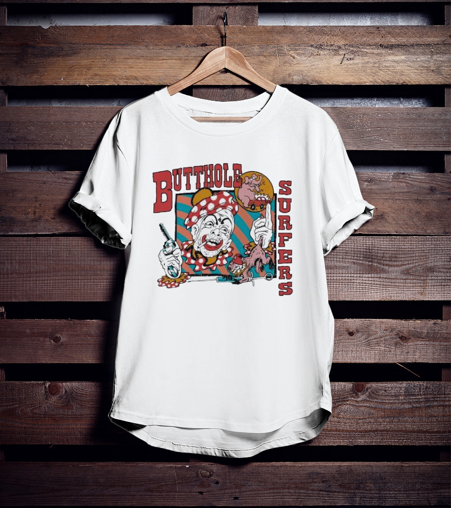 Butthole Surfers Clown With Gun And Pig On Wheels T-Shirt