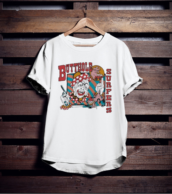 Butthole Surfers Clown With Gun And Pig On Wheels T-Shirt