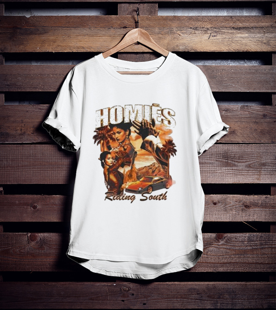 Homies Riding South Vintage Sunset Car Palms T-Shirt